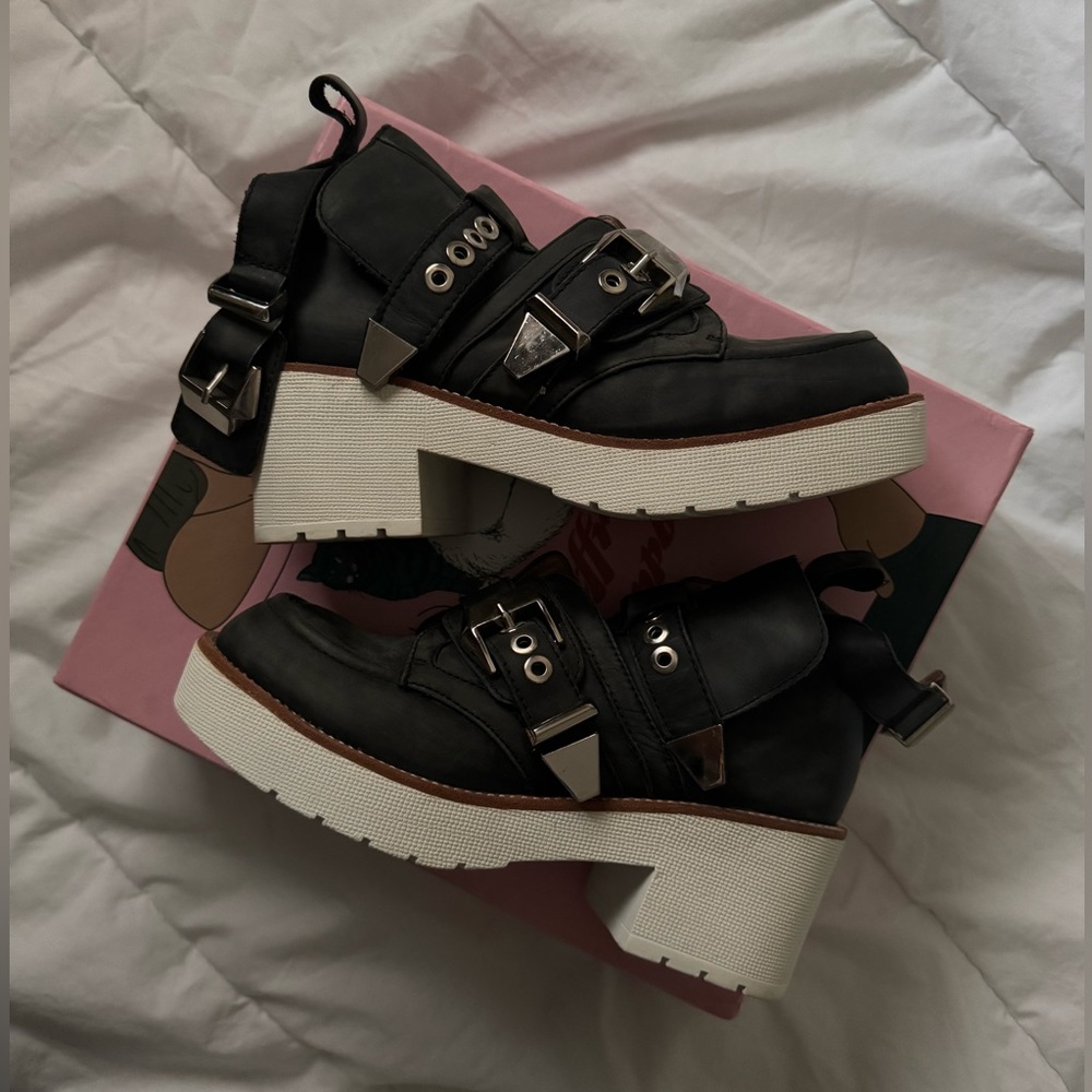 Jeffrey Campbell Coltrane Boots in Size UK4/US W6.5/EU 37 in Black w/ White Sole